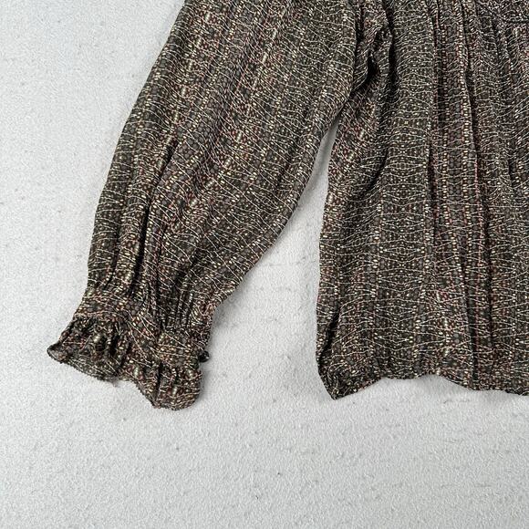 Isabel Marant Blouse 42 Sheer Peasant Boho Wita Smocked Silk Top Prairie - Picture 5 of 16